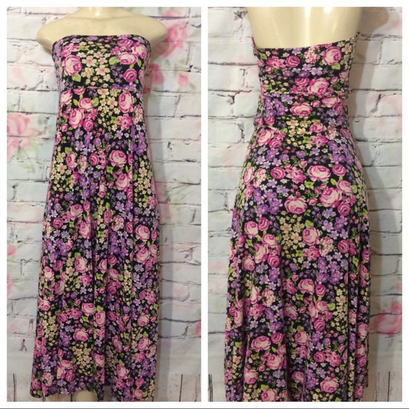 LuLaRoe Dresses & Skirts - LuLaRoe Floral Strapless Dress Size S